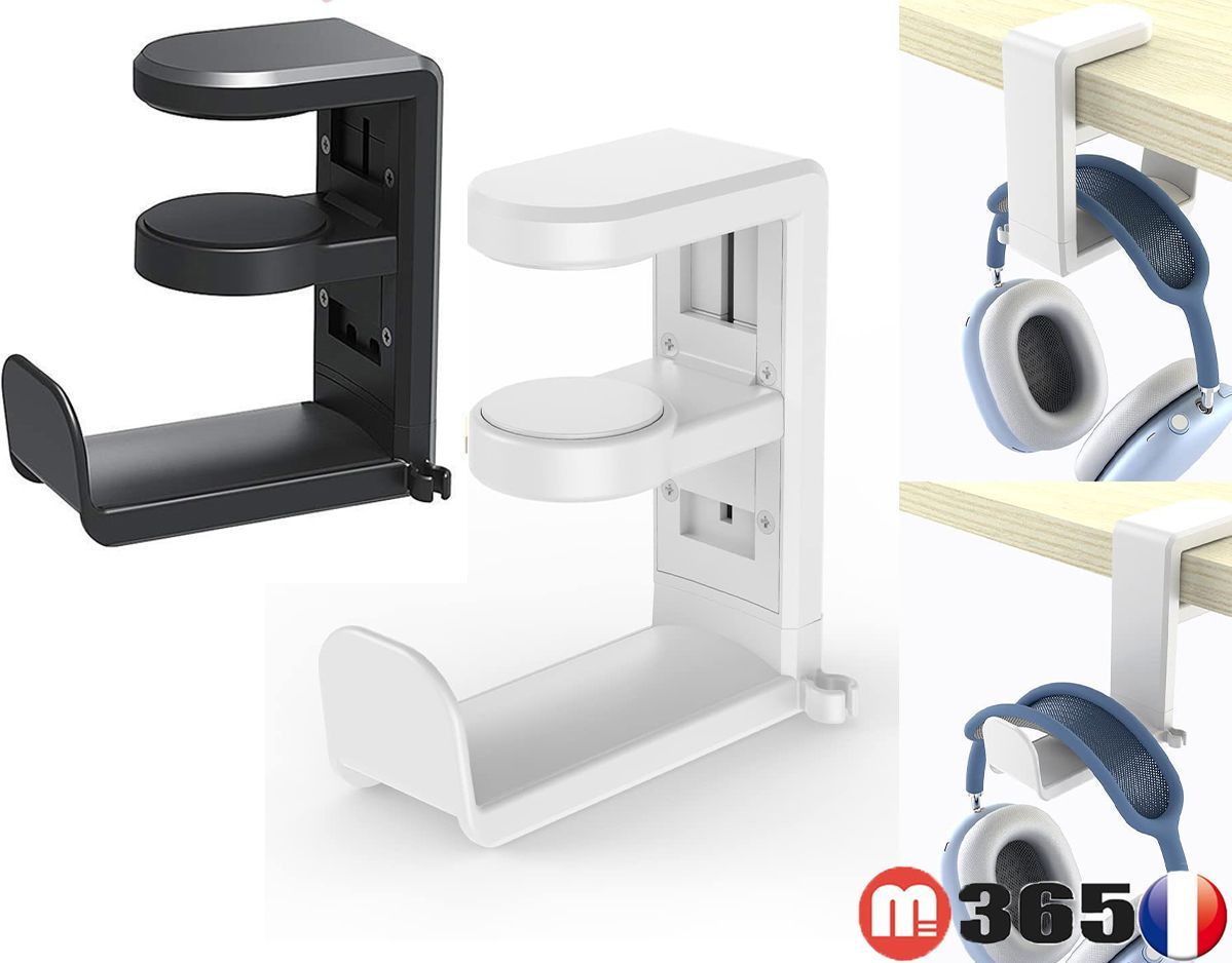 Support Casque Audio avec crochet Pivotant à 360 Degrés Pince de Fixation Support Casque Audio avec crochet Pivotant à 360 Degrés Pince de Fixation