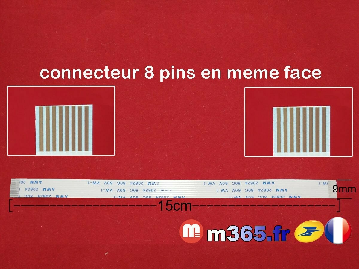 nappe 8 pins 15cm*0.9cm Connecteurs en même face nappe 8 pins 15cm*0.9cm Connecteurs en même face
