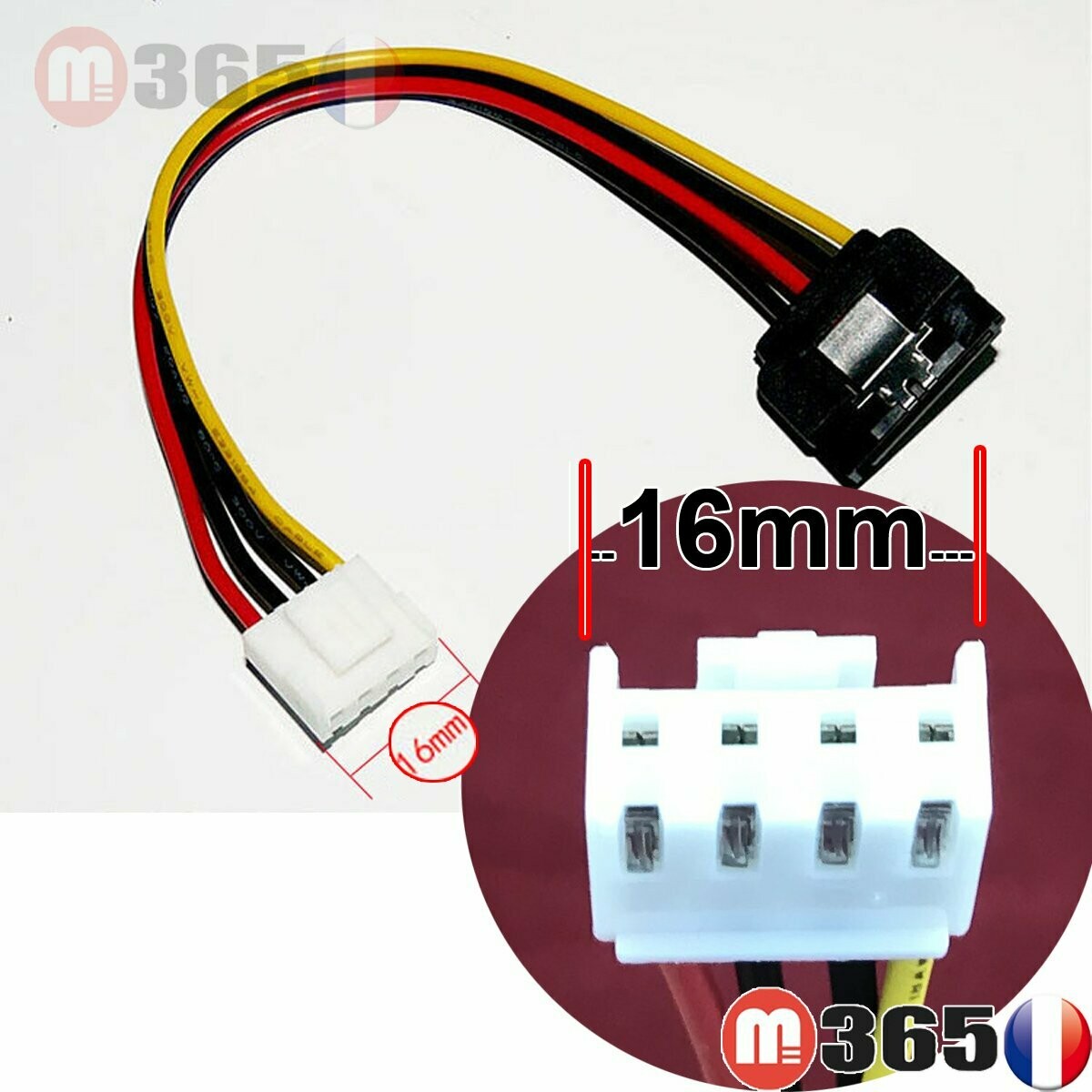 Cable sata vers 4 pins Alimentation carte mere Cable sata vers 4 pins Alimentation carte mere