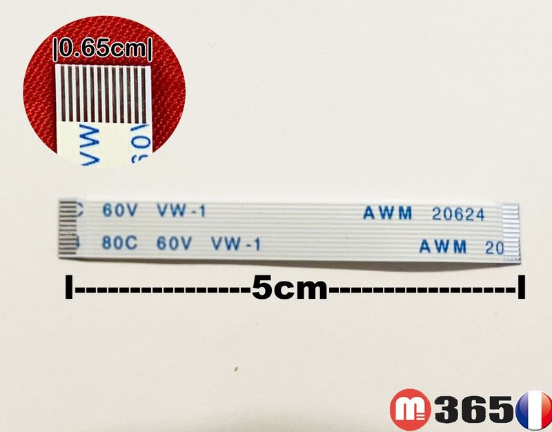 nappe 12 pins 5cm*0.65cm Connecteurs  en même face