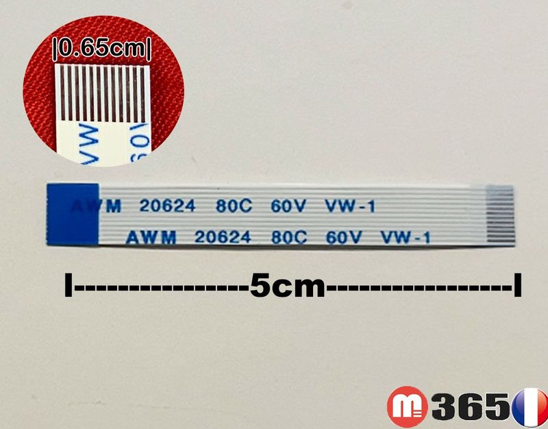 nappe 12 pins 5cm*0.65cm Connecteurs  en opposé face