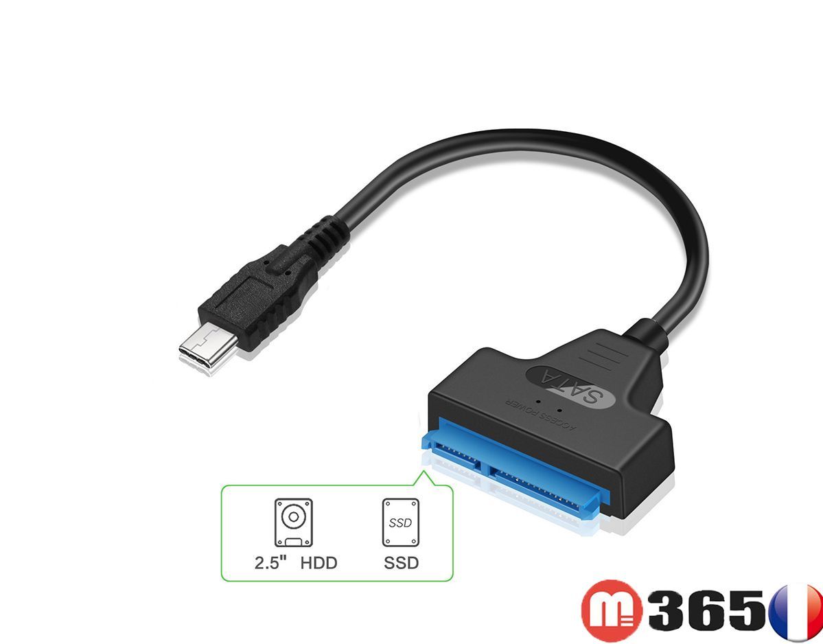 15+7 22pins cable sata hdd 2.5" vers usb type C Câble Adaptateur disque dur 2.5"