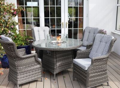 4 Seater Round Fire Pit Dining Set