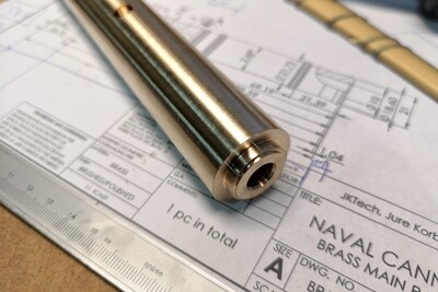 Naval cannon replica 3D STEP + 2D blueprints technical documentation