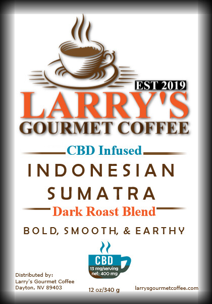 Larry's CBDHemp-Infused Gourmet Coffee  - Sumatra Dark Roast (12 oz bag)