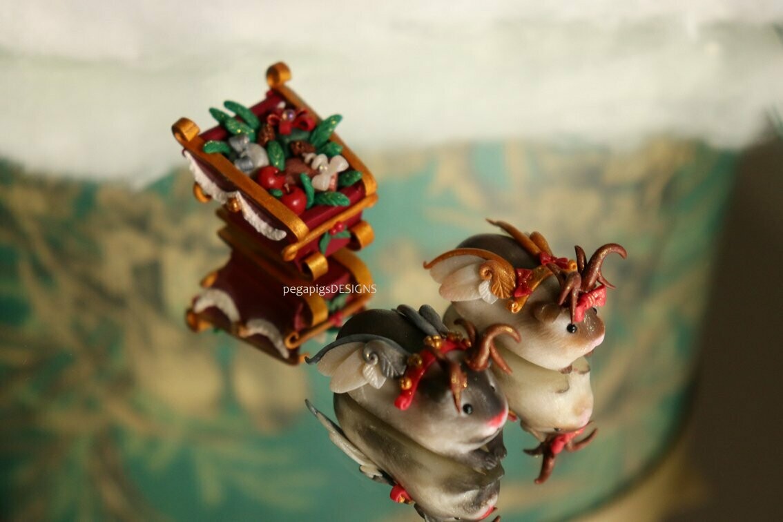 "Rudy & Judy" reindeer pegapiggies with sleigh