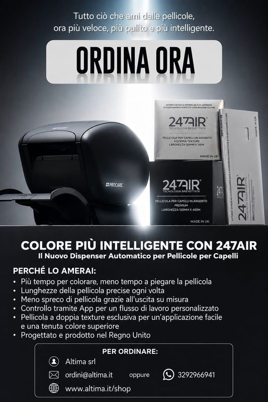 PROCARE 247 AIR BLACK  OFFERTA LANCIO + 4 ROTOLI STAGNOLA GOFFRATA 120 CM. X 130 MT. + 4 ROTOLI STAGNOLA LUCIDA PREMIUM 120 CM. X 450 MT. DISPONIBILE DAL 30/9/2026