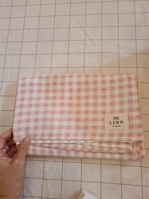 Baby Blanket Double Gauze_pink Big Checkered