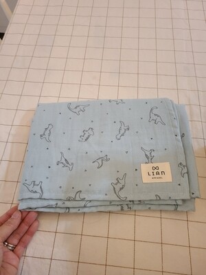 Baby Blanket Double Gauze_mint dinosaur 🦕 