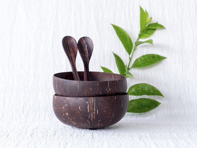 Coconut Bowl &amp; Spoon Set Of (2)