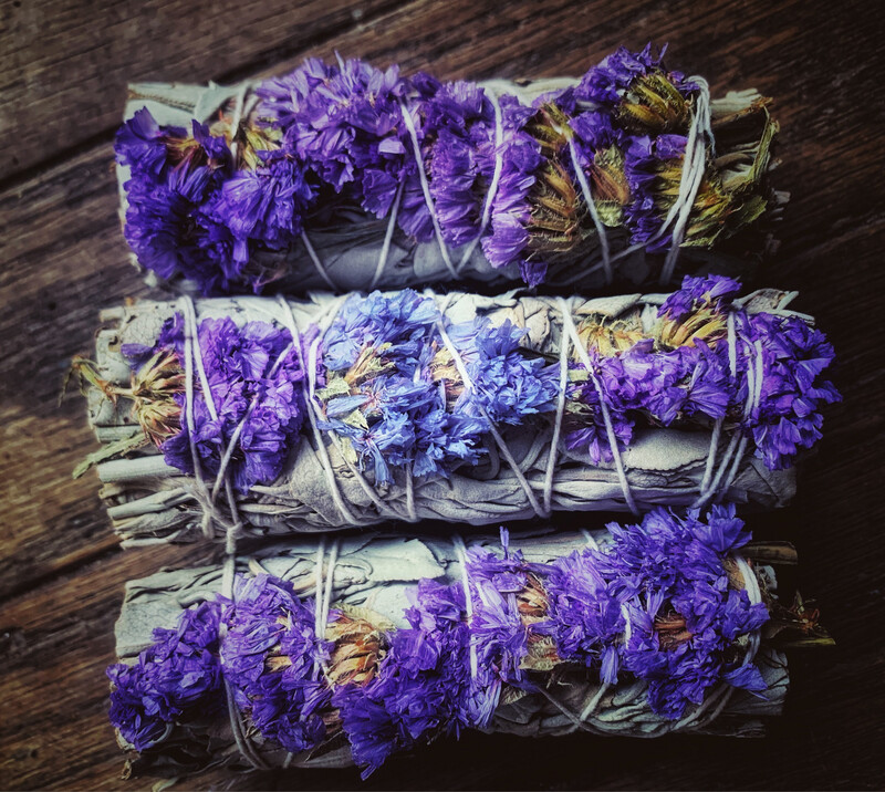 Sage &amp; Purple Sinuata Smudging Stick
