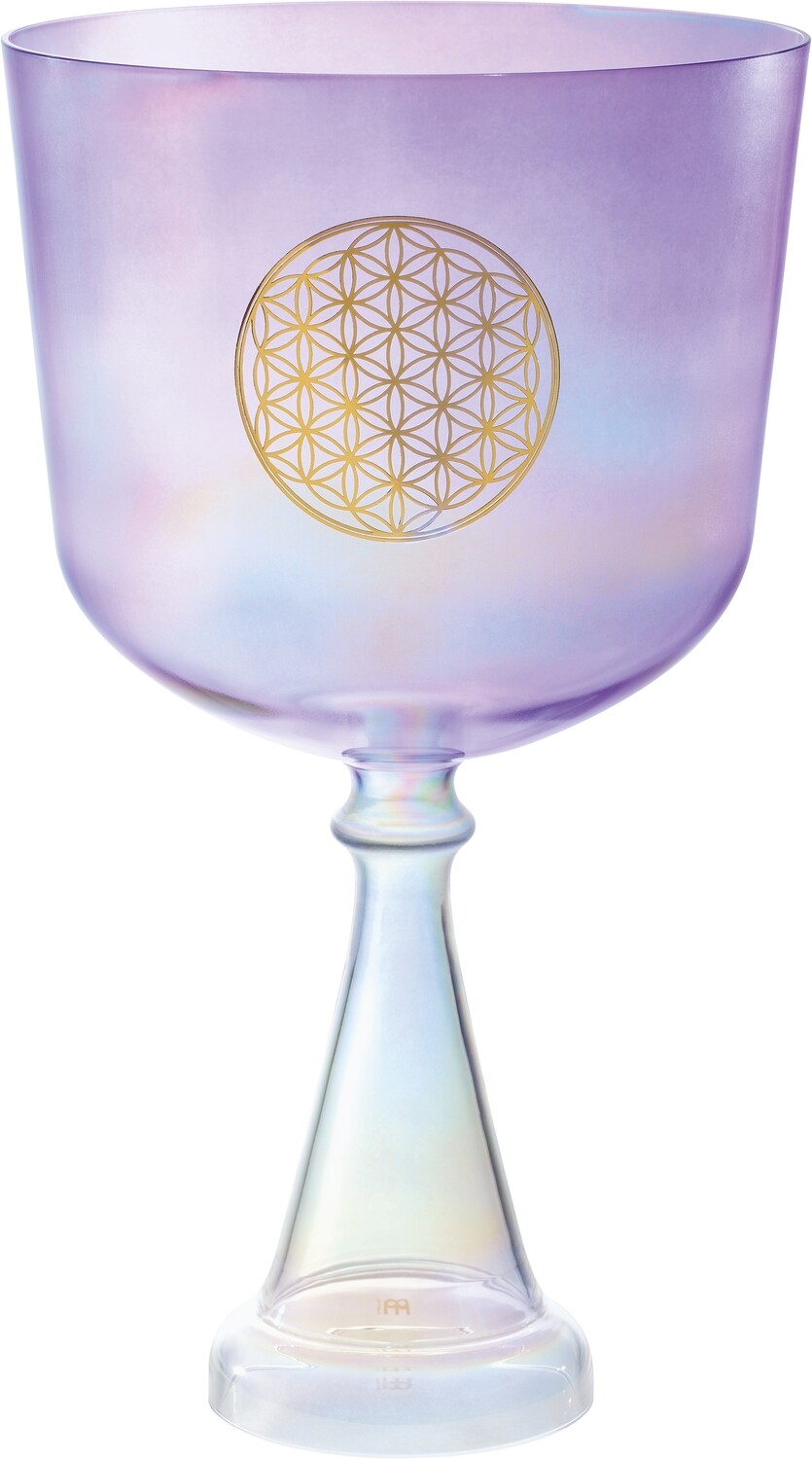Crystal Singing Chalice |8"/20 cm, Note F3, Purple, Heart Chakra, Flower of Life