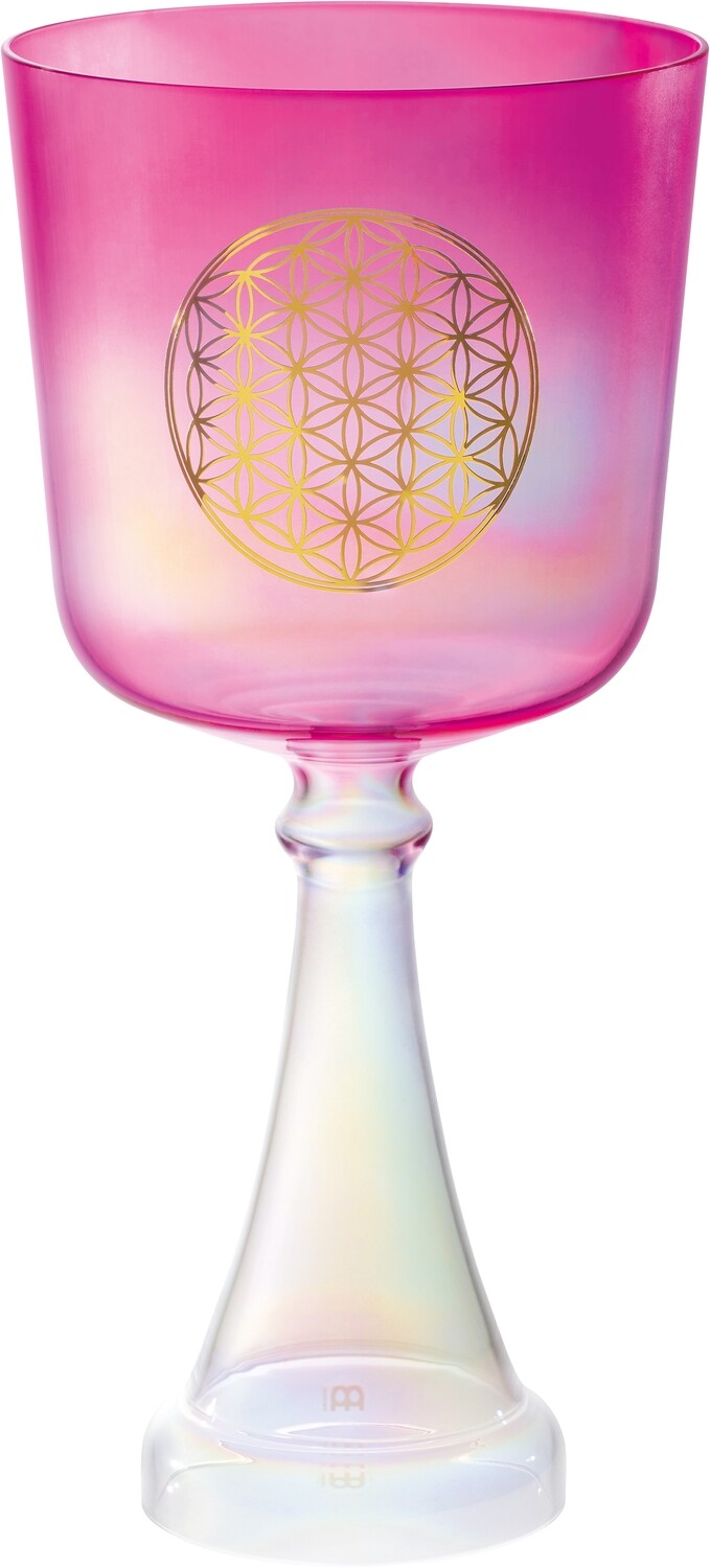Crystal Singing Chalice | 6"/15 cm, Note F4, Pink, Heart Chakra, Flower of Life