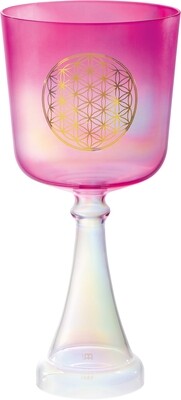 Crystal Singing Chalice | 6"/15 cm, Note F4, Pink, Heart Chakra, Flower of Life