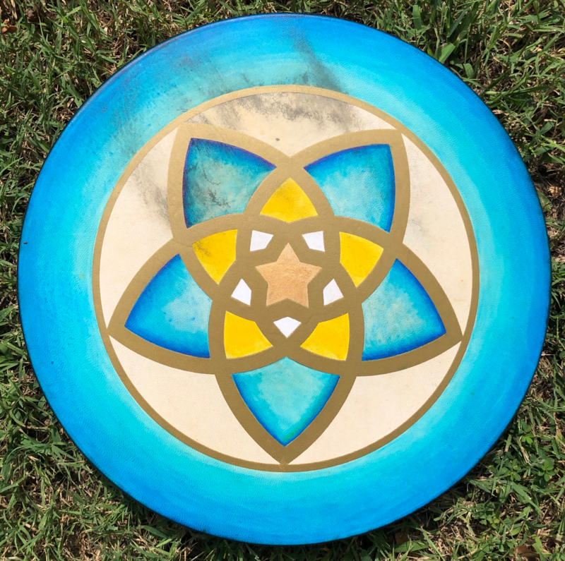 Painted Hand Drum, 16&quot; Venus Flower