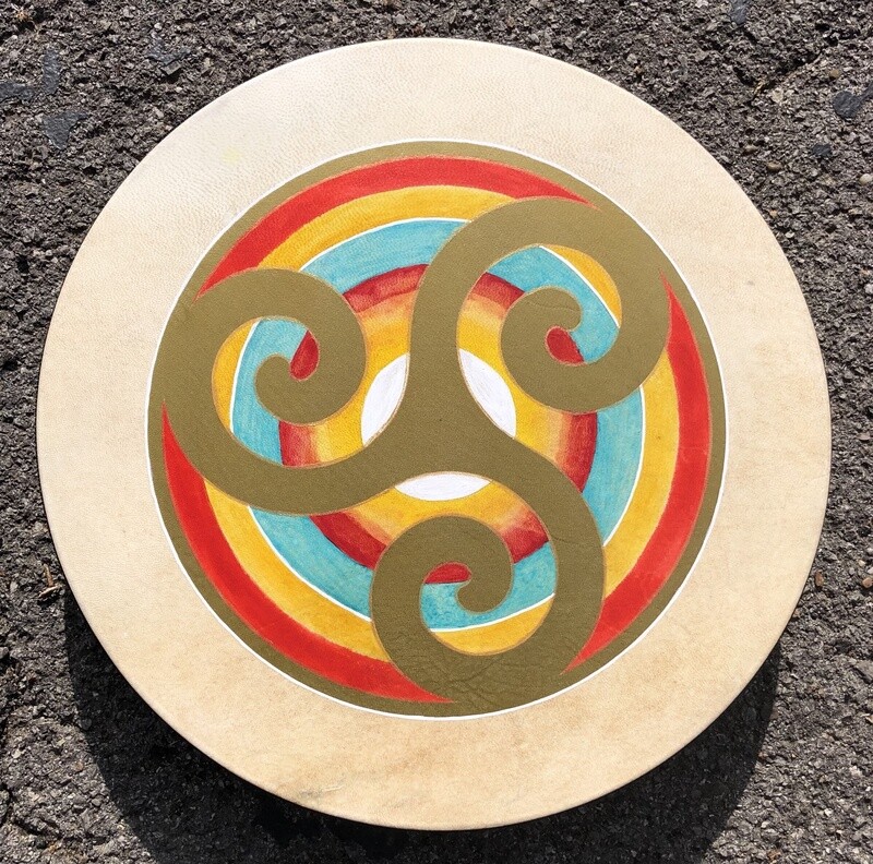 Painted Hand Drum, 16&quot; Triskele, Bullseye