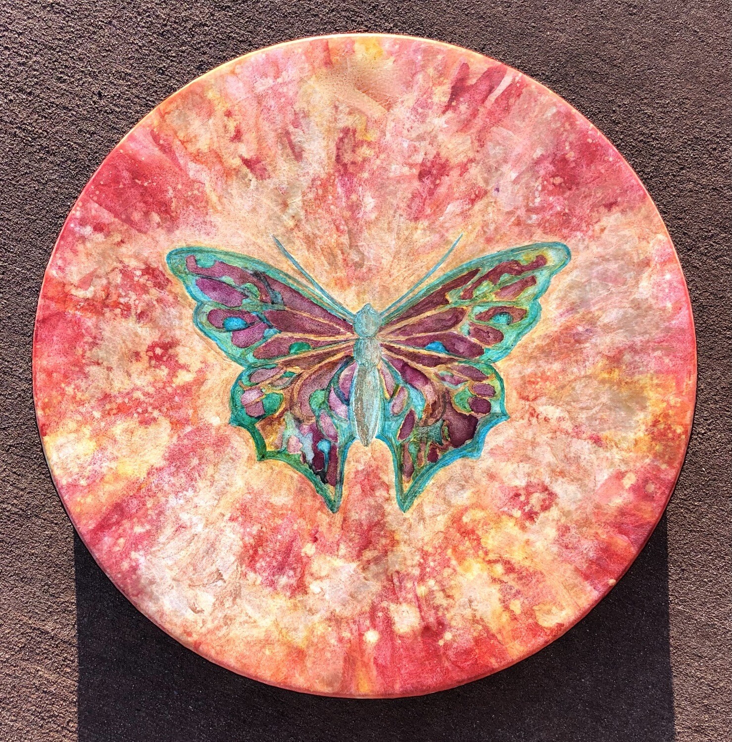 Painted Frame Drum, 16" Butterfly - Renaissance