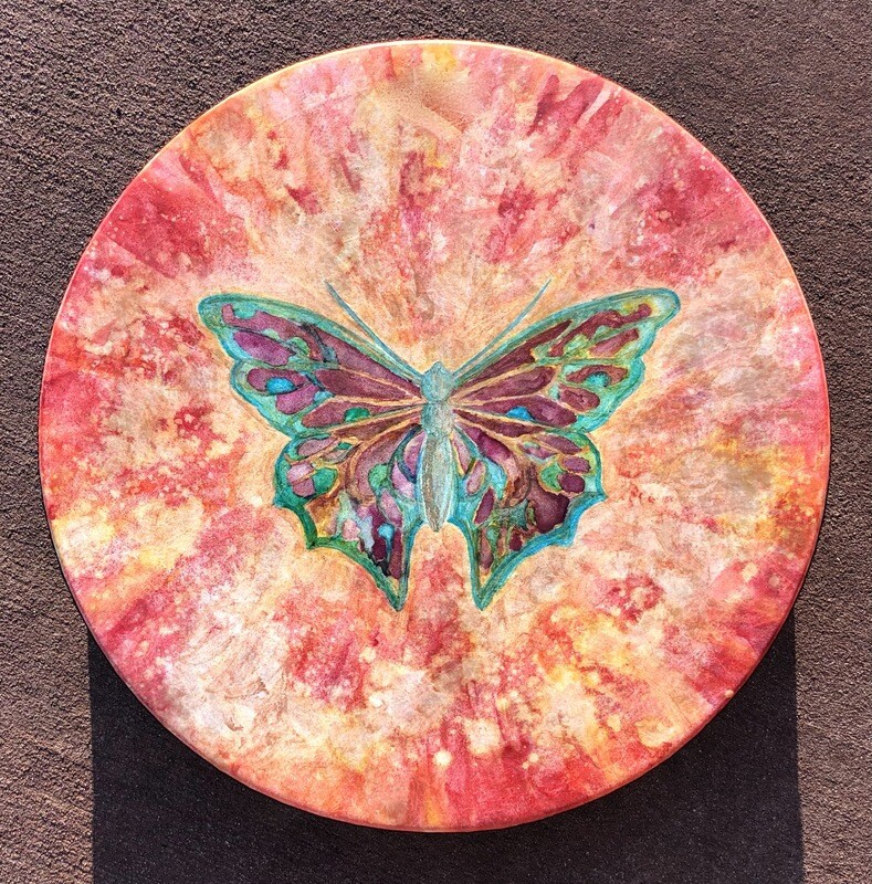 Painted Frame Drum, 16&quot; Butterfly - Renaissance
