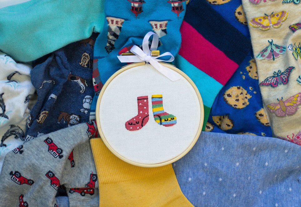 Grumpy Socks - Embroidery Hoop Art