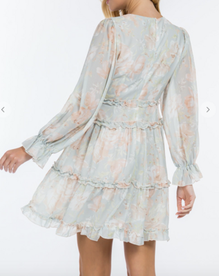 Pastel Princess Rose Print Dress