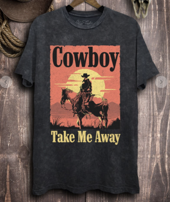 Cowboy Take Me Away Graphic Tee in Vintage Black