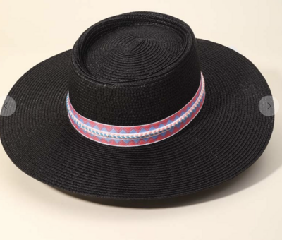 Straw Boater Style With Purple Combo Band