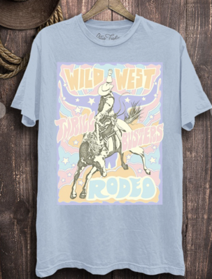 Wild West Graphic Tee in Light Blue