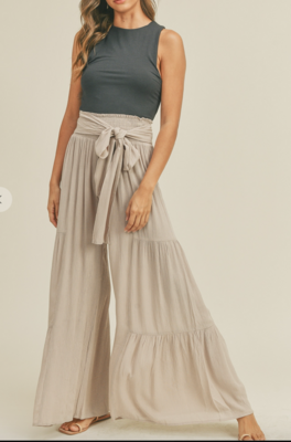Roaming Spirit Tiered Pants in Taupe
