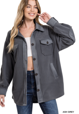Midnight Oversized Fleece Jacket in Dark Grey