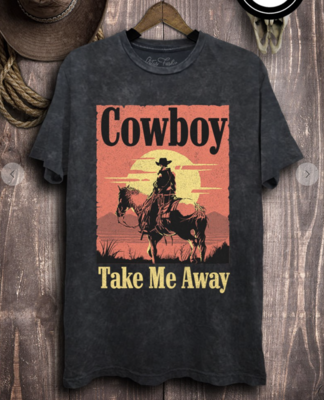 Cowboy Take Me Away Mineral Washed Graphic Tee