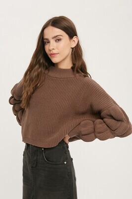 Warm Cocoa Texture Sleeve Sweater