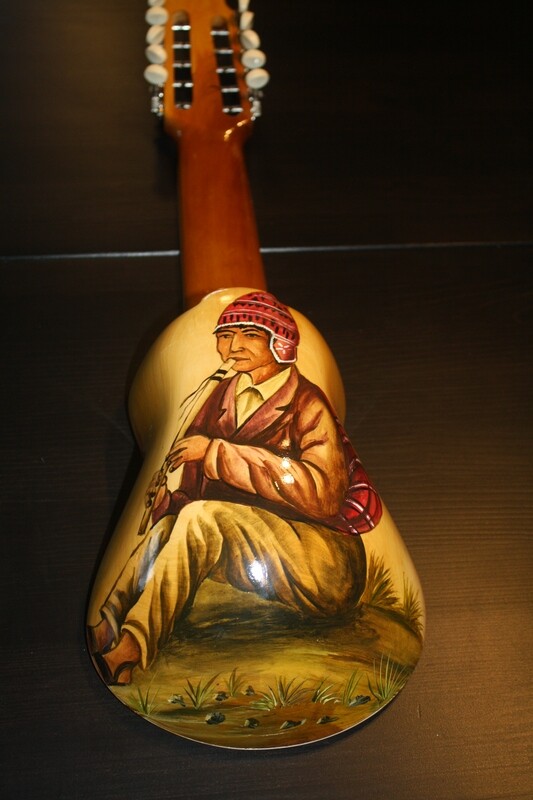 B34 - Bolivian Charango with hand-painted native musician.