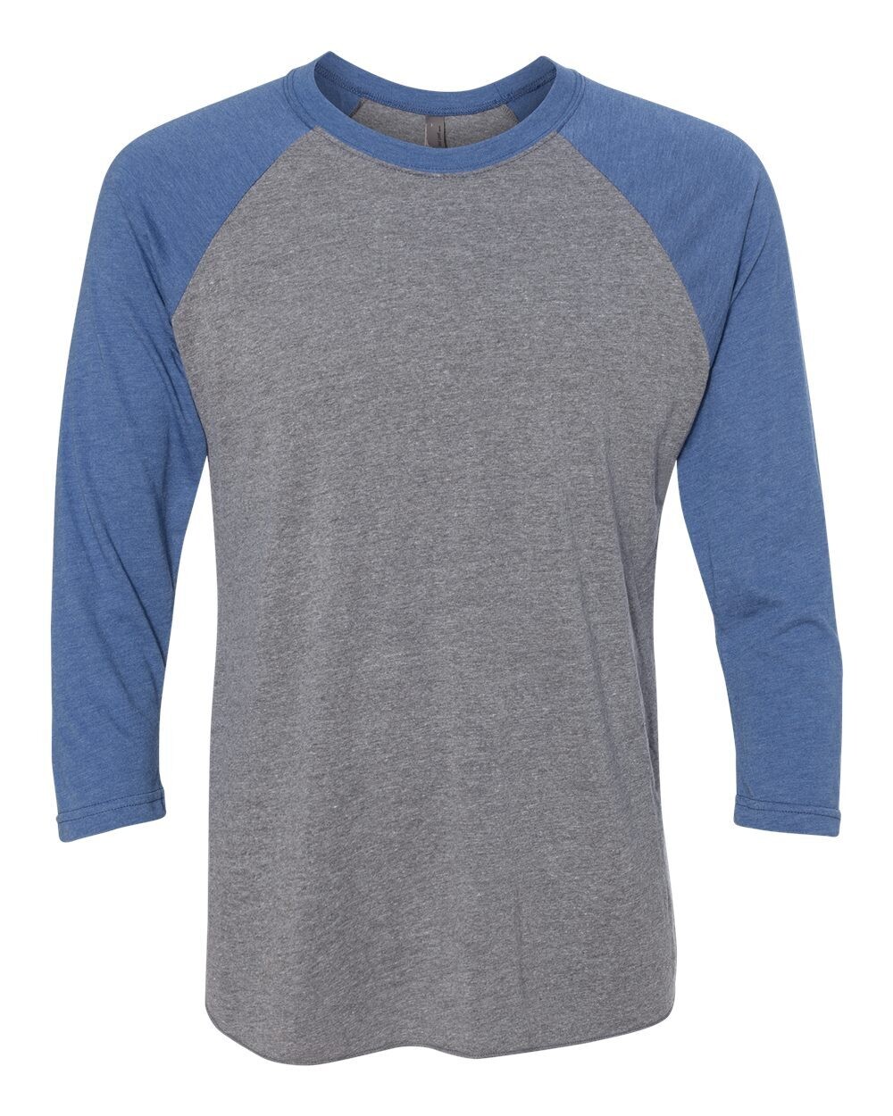Adult CVC 3/4 Sleeve Raglan Tee, Size: S, Color: Vintage Royal Blue / Heather Gray