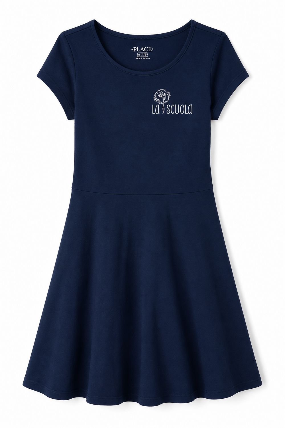Navy Blue Short Sleeve Dress