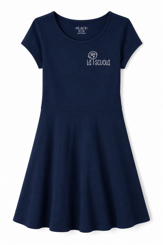 Navy Blue Short Sleeve Dress