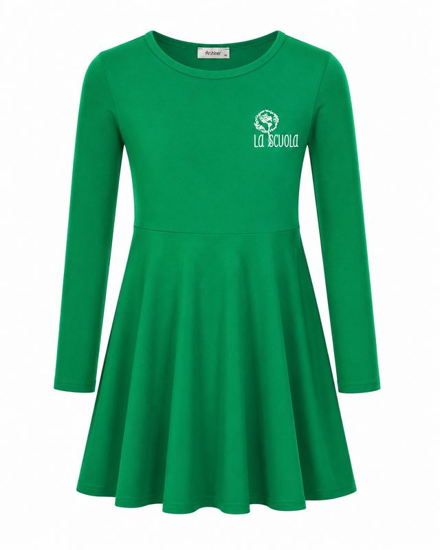 Green Kids Long Sleeve Dress