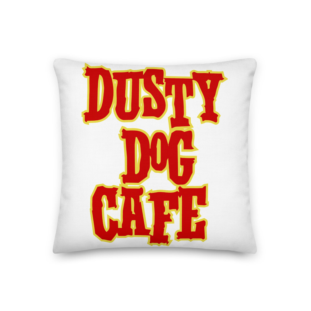 Premium Pillow - 'Red/Yellow Dusty Dog Cafe Logo'