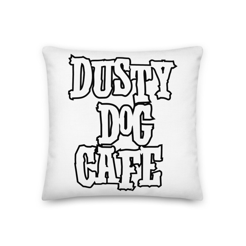 Premium Pillow - 'Black Letters - Dusty Dog Cafe Logo'