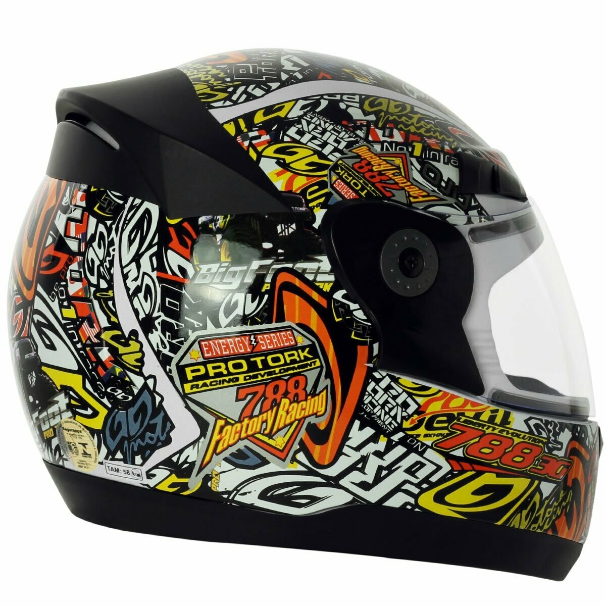 CAPACETE PROTORK EVOLUTION STICKER BOMB 60 BRANCO
