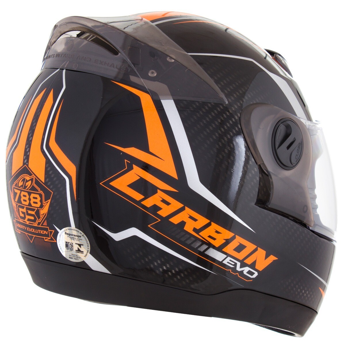 CAPACETE PROTORK G5 788 CARBON EVO 58 PRETO/LARANJA