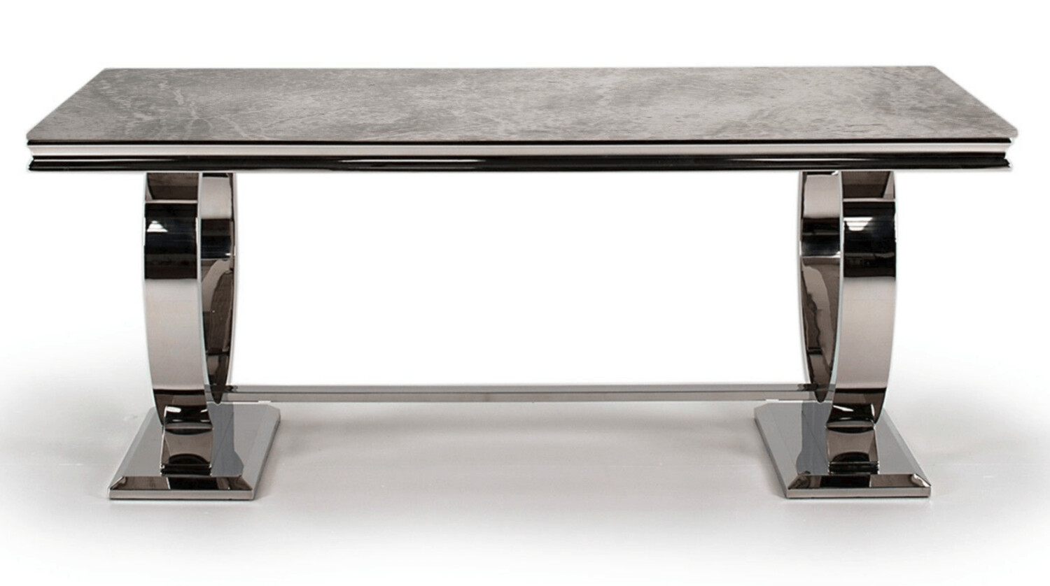 Giovanna 200cm Grey Marble & Chrome  Dining Table