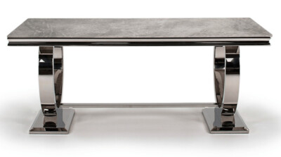 Giovanna 200cm Grey Marble & Chrome Dining Table