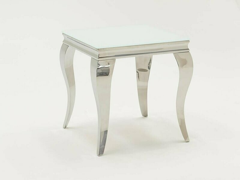 Laveda White Glass End Table