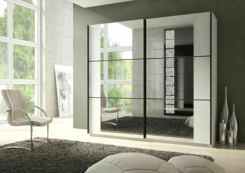 Monaco Large Sliding Mirrored Wardrobe Matt White