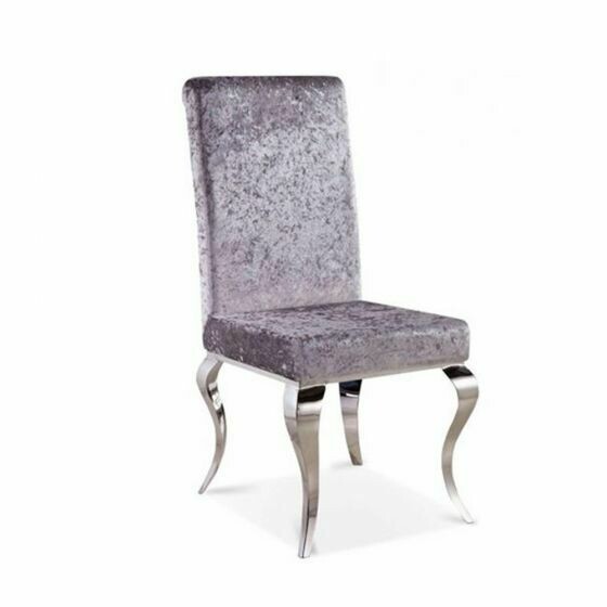 Laveda Silver Velvet Dining Chair Pair (2)