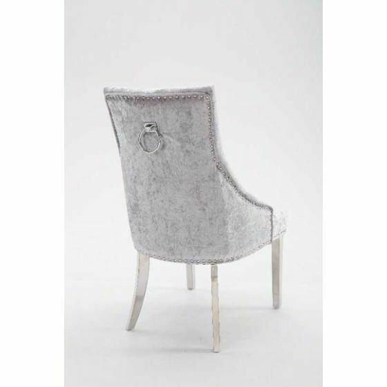 Belle Silver Crushed Velvet Knockerback Dining Chair
