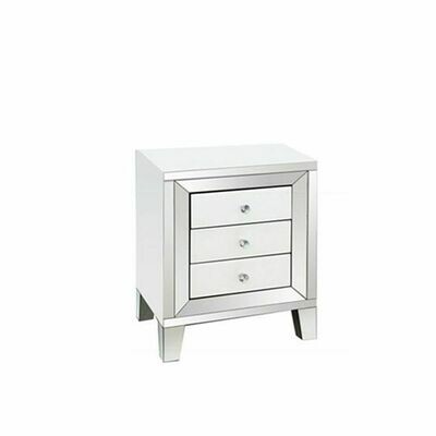 Paris Mirrored White Glass Bedside Cabinet