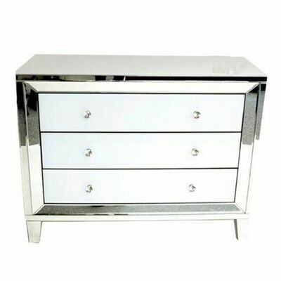 Paris Large Mirrored White Chest of Drawers