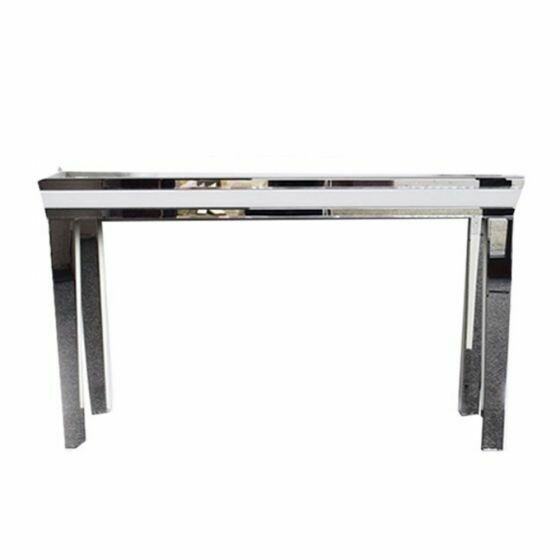 Paris Large Mirrored White Glass Slim Console Paris Large Mirrored White Glass Slim Console