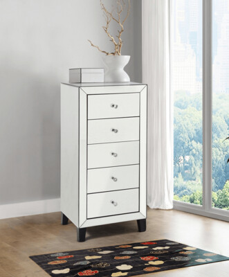 Faustina Mirrored Tall 5 Chest of Drawers